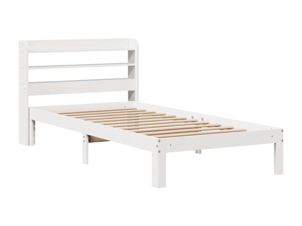 White bed frame and headboard 100x200 cm solid pine wood VAHN15119