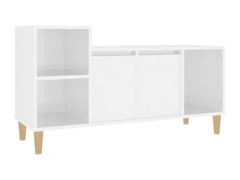 High-gloss white TV stand 100x35x55 cm Engineered wood MMHK18028