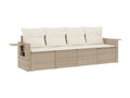 4-piece garden furniture set with cushions, beige woven resin KXYG07149