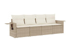 4-piece garden furniture set with cushions, beige woven resin KXYG07149