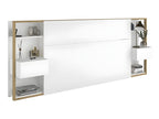 Bed with bedside tables and storage 160x200 cm - White and natural color - Slatted base and mattress - Nobellea WWLQ88518