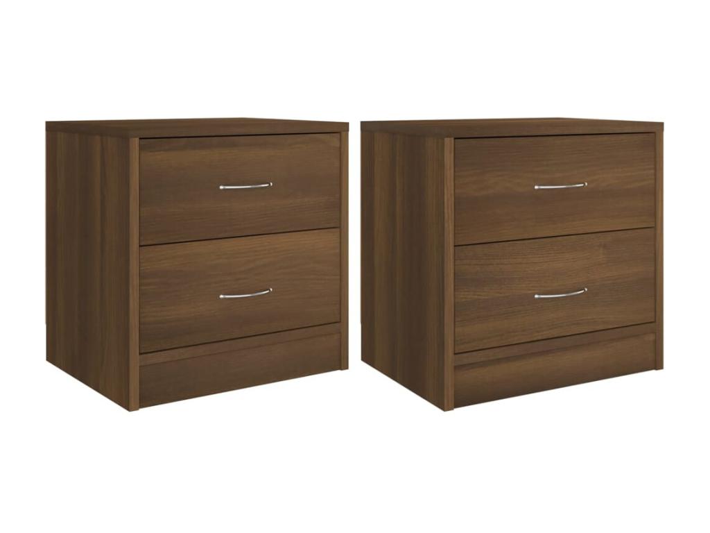 2-piece bedside tables, brown oak, 40x30x40cm, engineered wood, EXKC44116