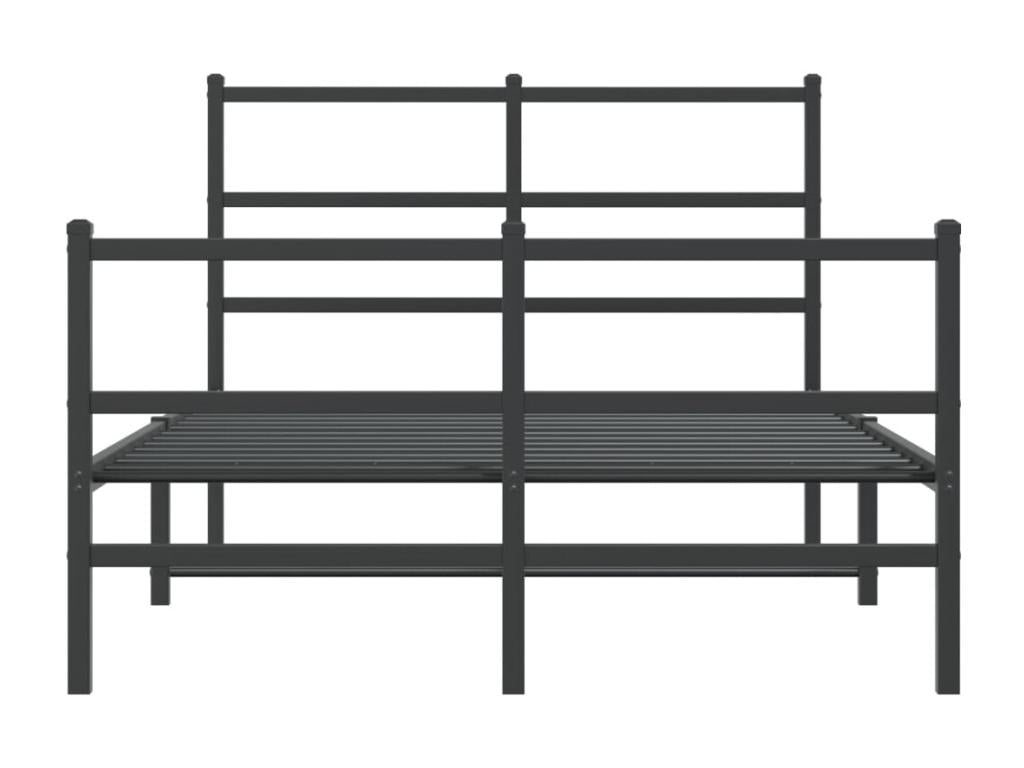 Black metal bed frame with headboard and footboard, 120x190 cm, ZIJA71845