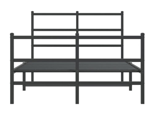 Black metal bed frame with headboard and footboard, 120x190 cm, ZIJA71845