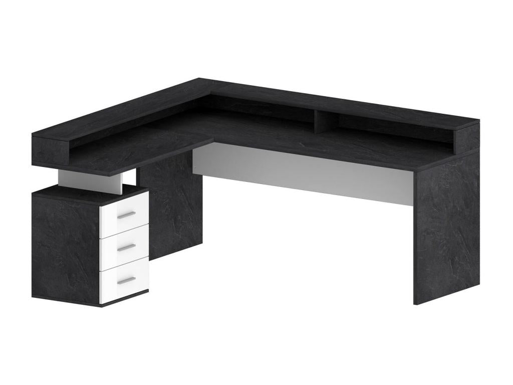 Dekonao Corner Desk with Tabletop, Multipurpose Desk 180x90x160 cm, White and Slate, OUZS36883