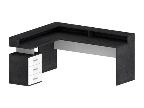 Dekonao Corner Desk with Tabletop, Multipurpose Desk 180x90x160 cm, White and Slate, OUZS36883