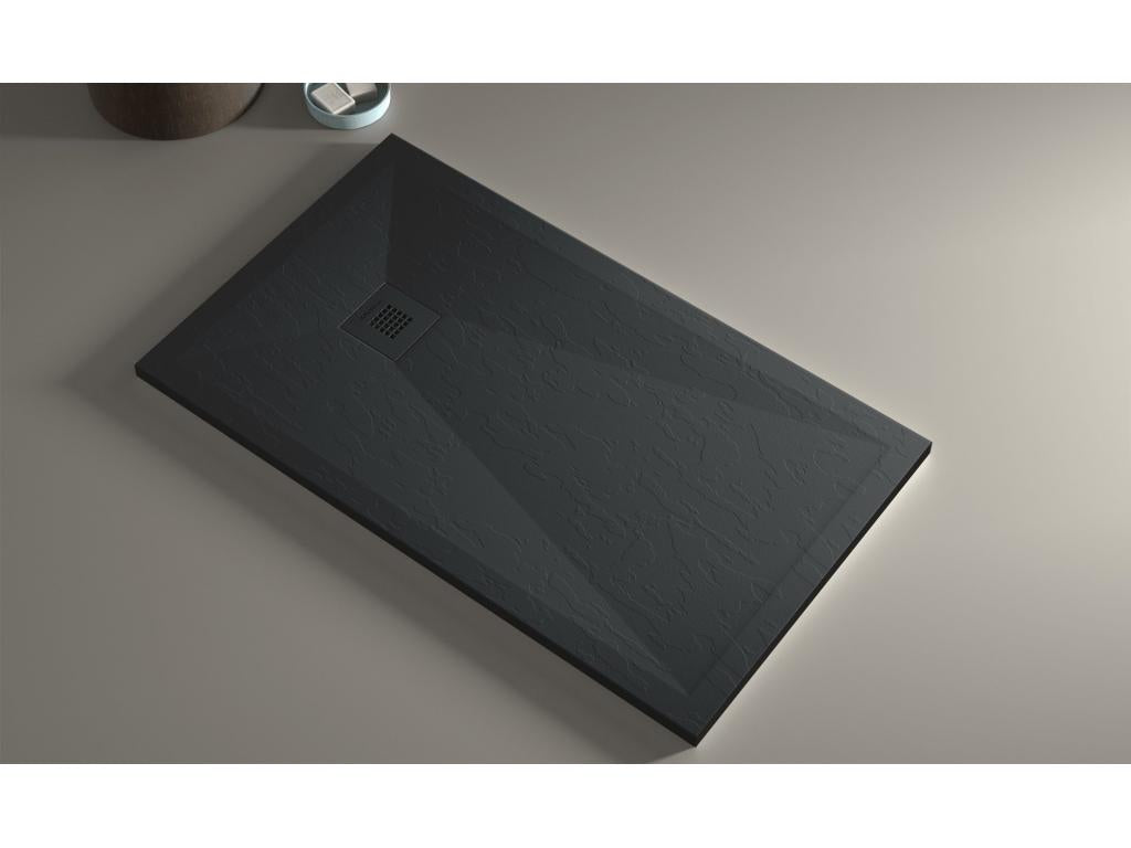 Dekonao Plus anthracite shower tray with slate finish and colored drain - 150x80 cm TEVH58283
