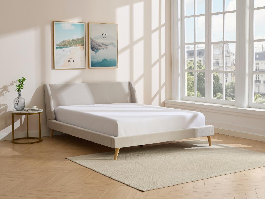 Scandinavian bed 180x200 cm - Fabric - Beige - Nobellea YVXQ42861