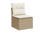 7-piece garden furniture set with cushions, beige woven resin ZLPV83204