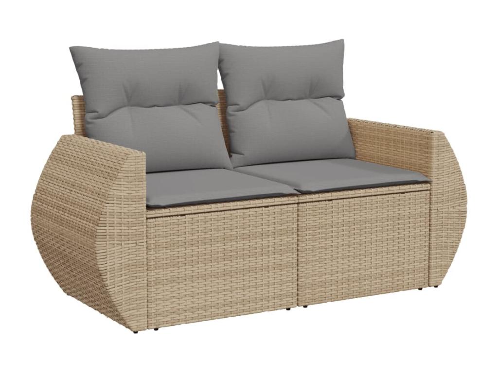 6-piece beige resin wicker garden furniture set with cushions BSYT89894
