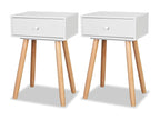 2-piece bedside table set, solid pine wood, 40x30x61 cm, white, SDNI12230