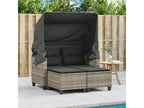 2-seater garden sofa and canopy with light grey rattan stools JBVL62486