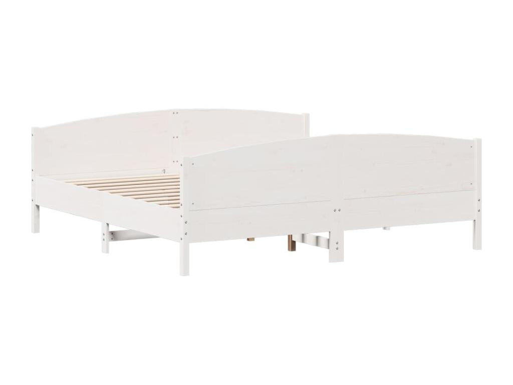 White bed frame and headboard 180x200 solid pine wood UUUH58731