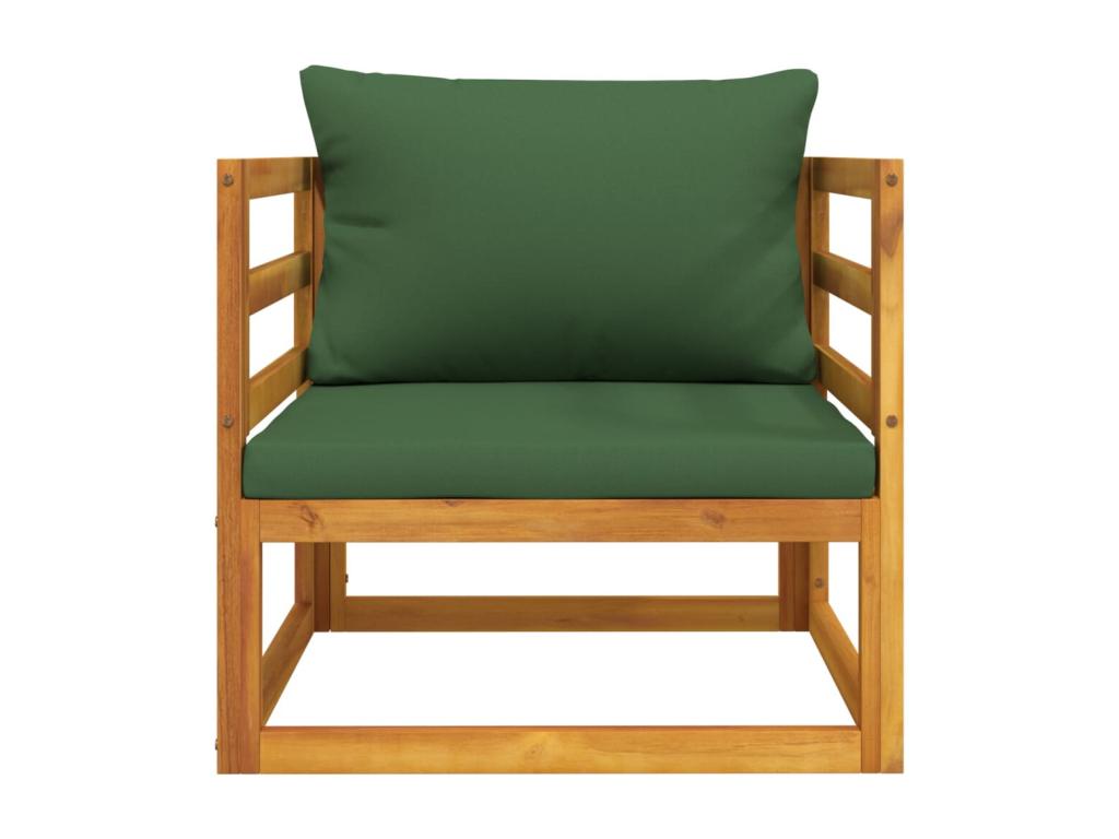 Dekonao QFRD99244 Solid Wood Garden Chair with Green Cushions