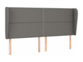 Headboard with wings, Grey, 163x23x118/128 cm, Faux Leather, MSFD17900