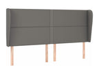 Headboard with wings, Grey, 163x23x118/128 cm, Faux Leather, MSFD17900