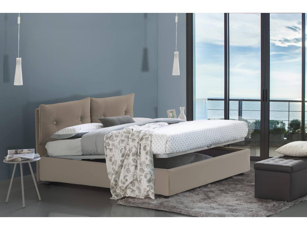 Boisona double bed with storage bed and eco-leather upholstery, Made in Italy, front opening, suitable for a 120x190 cm mattress, dove grey MXMI63895