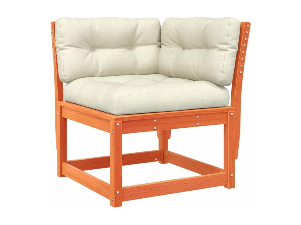 6-piece garden furniture set with cushions, brown wax finish, solid pine wood FJUP15893