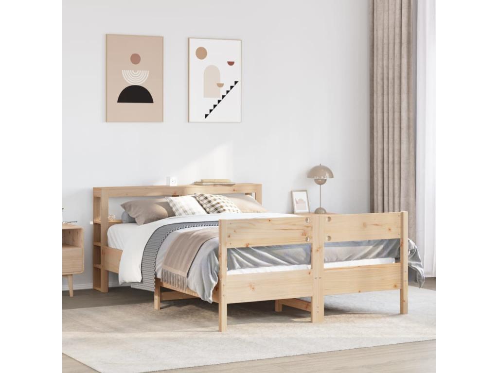 Bed frame without mattress 140x190 cm solid pine wood MTHR71529