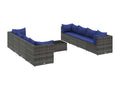 9-piece garden furniture set with cushions, Grey Wicker Resin BOAE16285