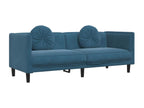 3-seater sofa with cushions, blue velvet QTVX49165