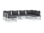 Garden furniture set with cushions, 6 pieces, white steel QUBX81803