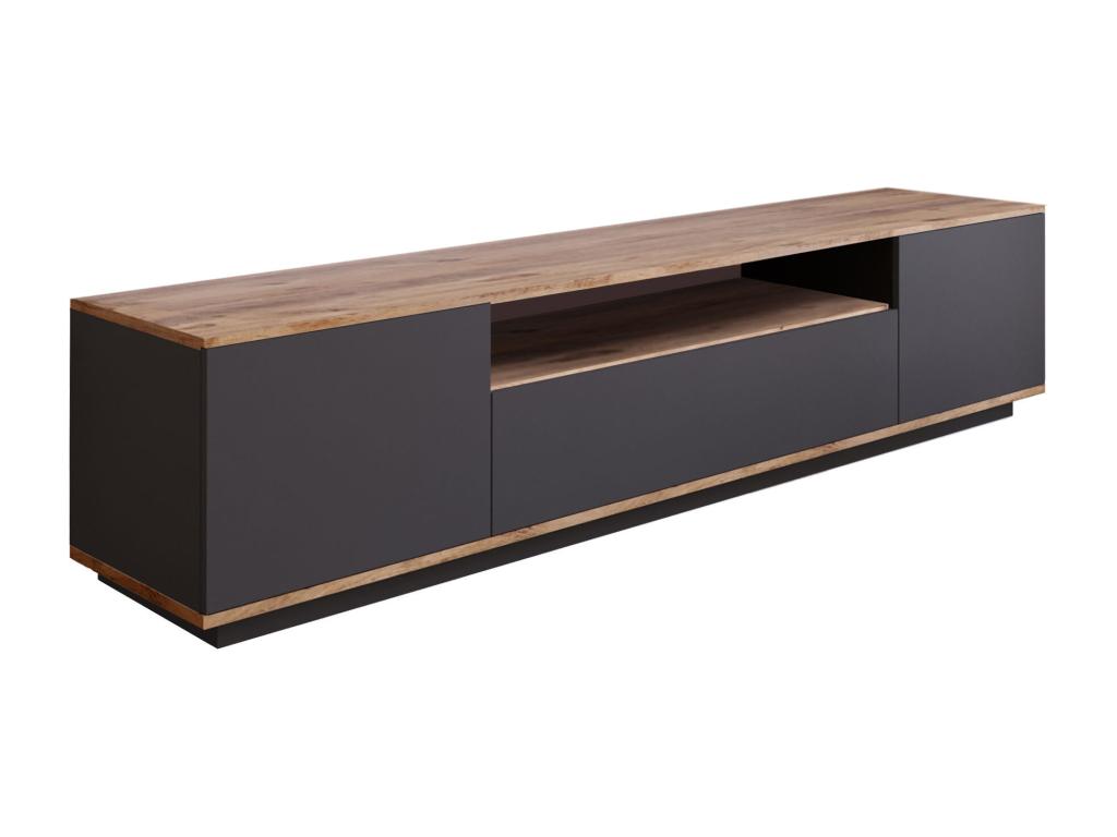 TV unit with 3 doors and 1 niche - Anthracite and natural - Dekonao RZHS56632