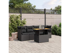 5-piece garden furniture set with cushions, black woven resin WVPO67813