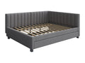 Upholstered daybed 140x200 cm - with pull-out bed 90x190 cm - velvet fabric - Grey QVYR48048