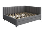 Upholstered daybed 140x200 cm - with pull-out bed 90x190 cm - velvet fabric - Grey QVYR48048