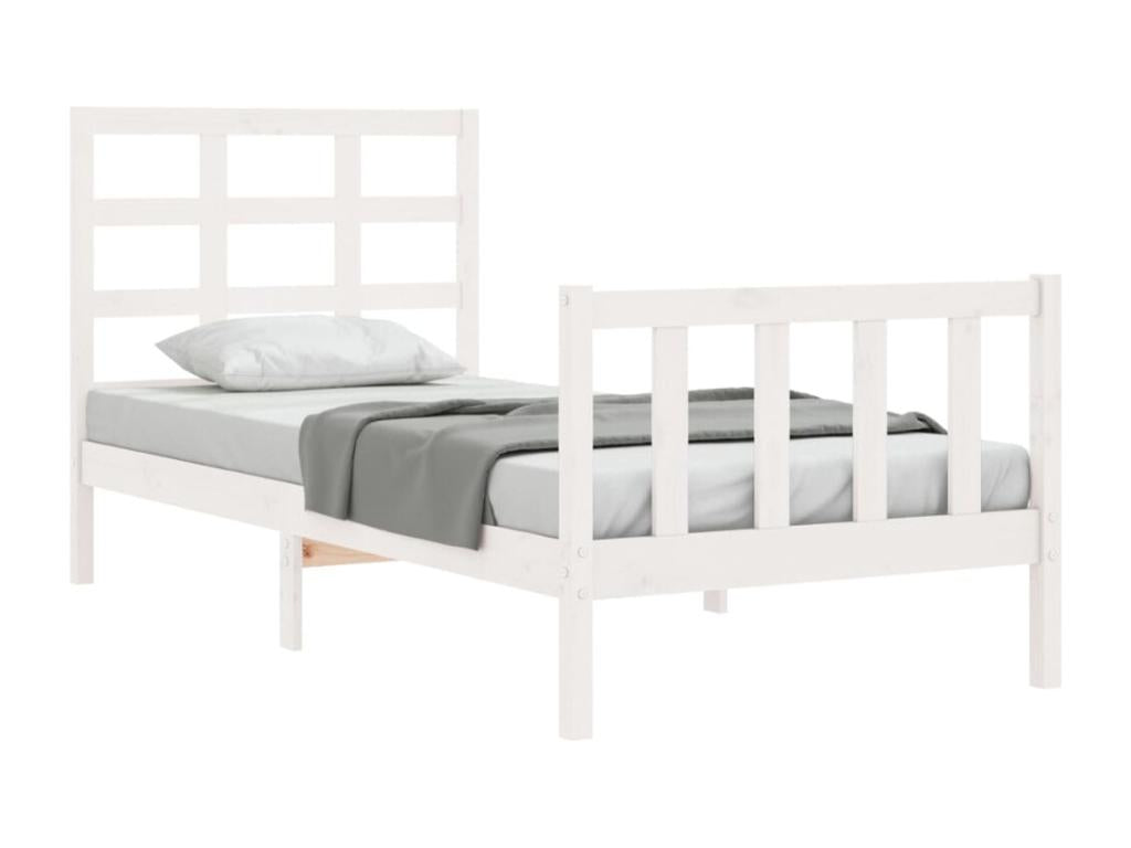 Bed frame without mattress, white, 100x200 cm, solid pine wood, BRWZ09621