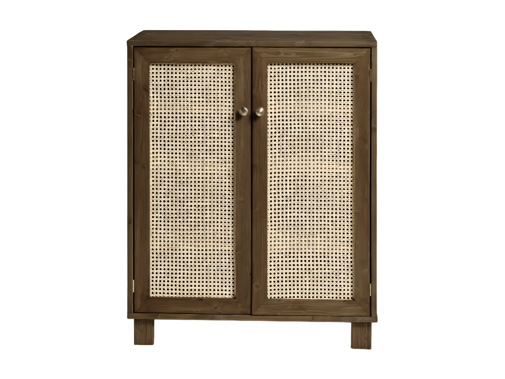 Shoe cabinet with rattan doors in brown, 120 cm, HAYDÉ IETN66196