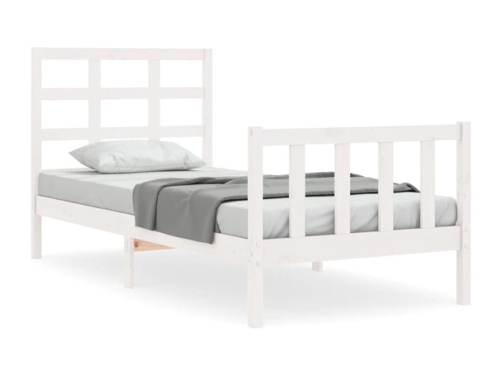 Bed frame without mattress, white, 100x200 cm, solid pine wood, BRWZ09621