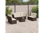8-piece garden furniture set with brown resin wicker cushions PLXO44494