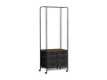 Industrial-style clothes rack on Nobellea, 6 drawers, black steel hanging rail, wood-effect panels, DSVF16122