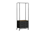 Industrial-style clothes rack on Nobellea, 6 drawers, black steel hanging rail, wood-effect panels, DSVF16122