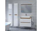 80cm vanity unit with 2 drawers, Boisona White and Wood countertop XQCM57962