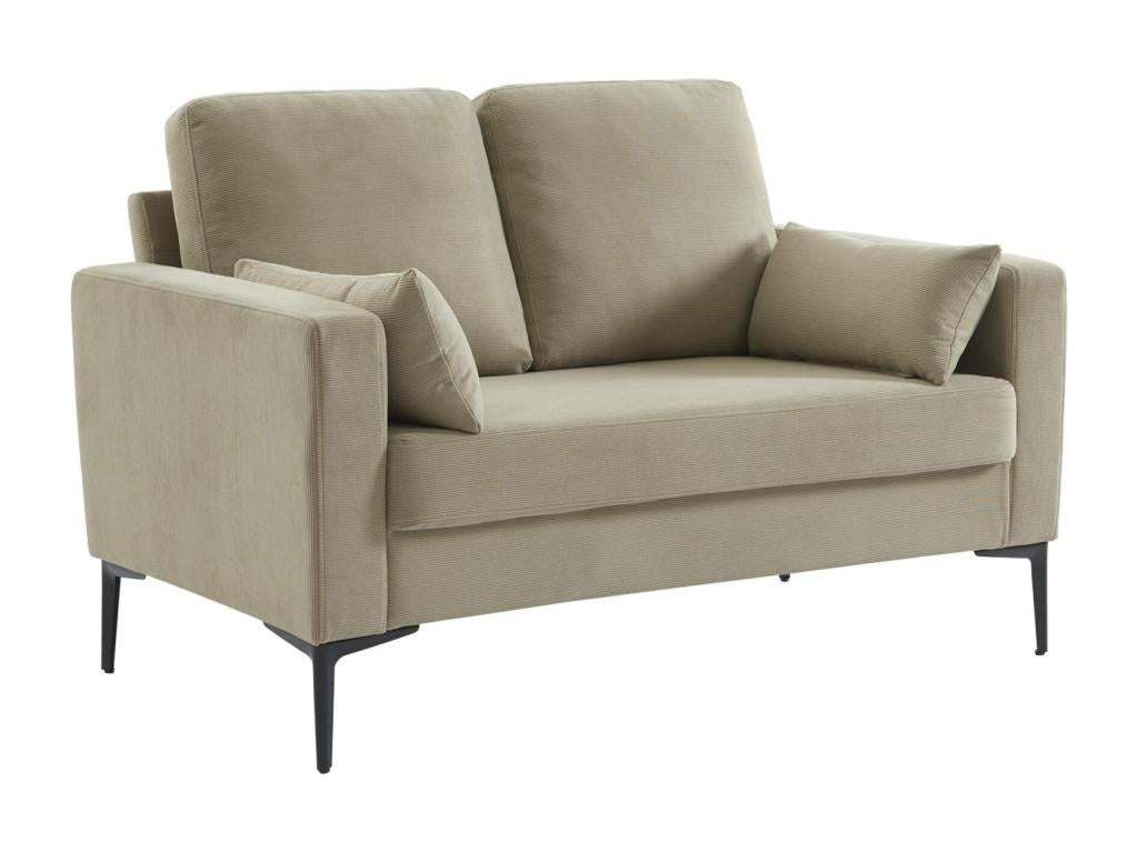 Beige corduroy sofa - Nobellea - Fixed 2-seater sofa with straight legs and metal legs MTPS85546