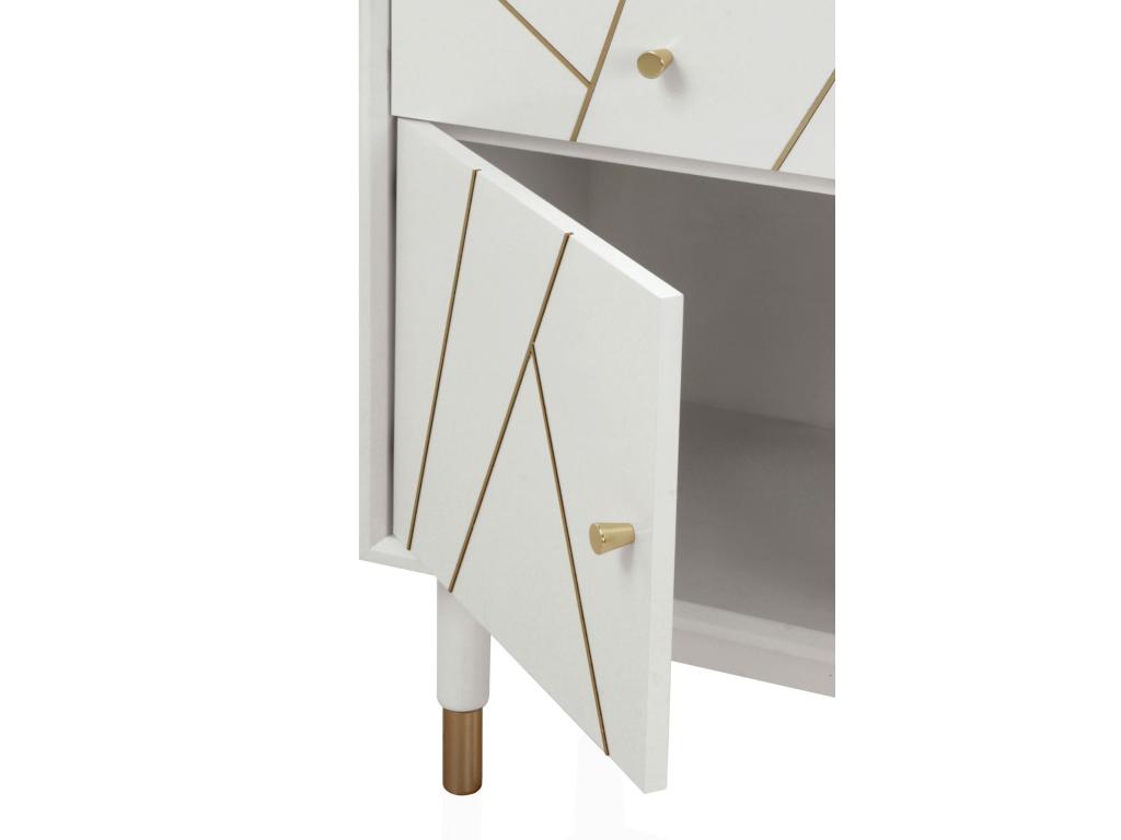 Bedside table with 1 drawer and 1 white lacquered door QDFD64412