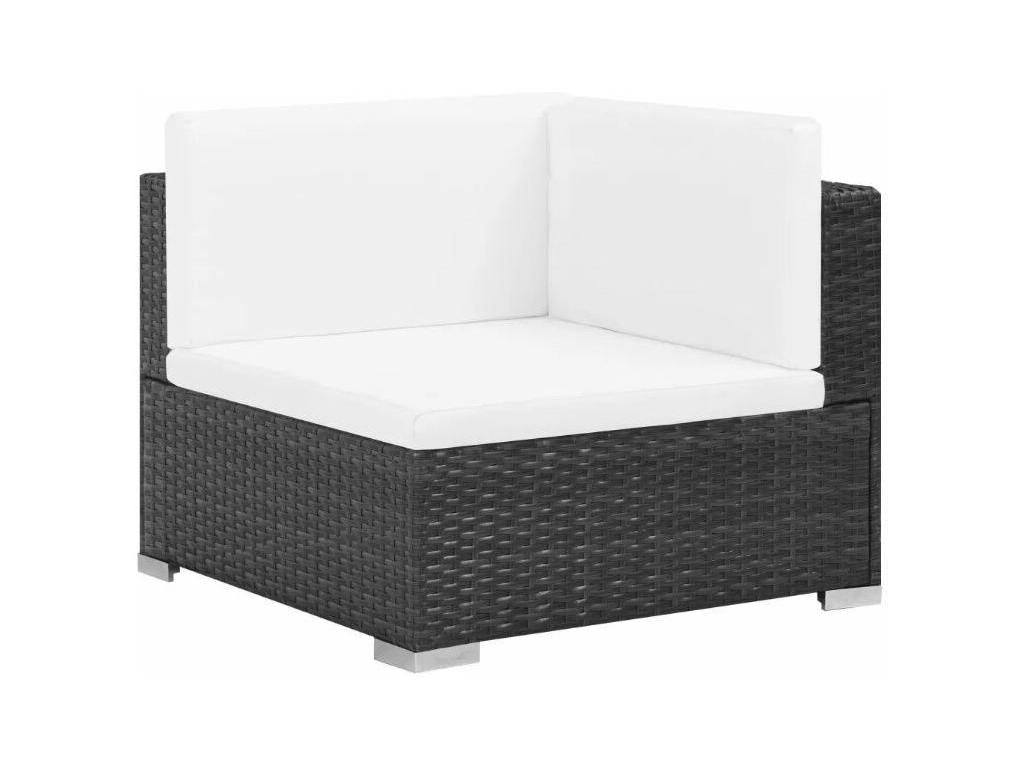 Boisona JKBM23041 6-piece black wicker resin garden furniture set with white cushions