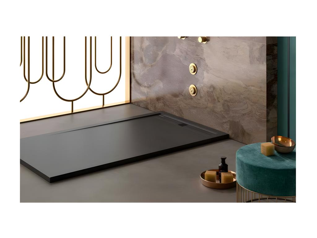 Boisona black shower tray with smooth finish and colored grate - 190x90 cm XGRP74100