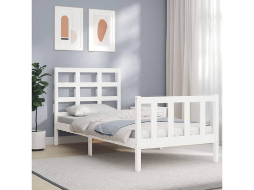 Bed frame without mattress, white, 100x200 cm, solid pine wood, BRWZ09621