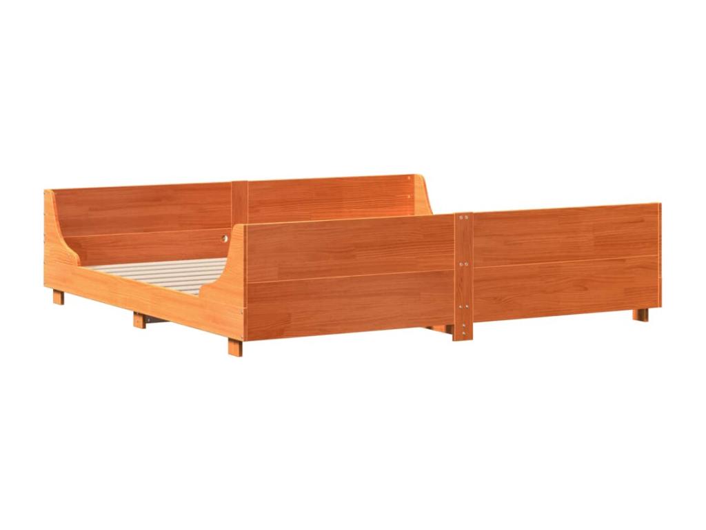 Bed frame without mattress, brown wax finish, 180x200cm, solid pine wood, PJUP38771