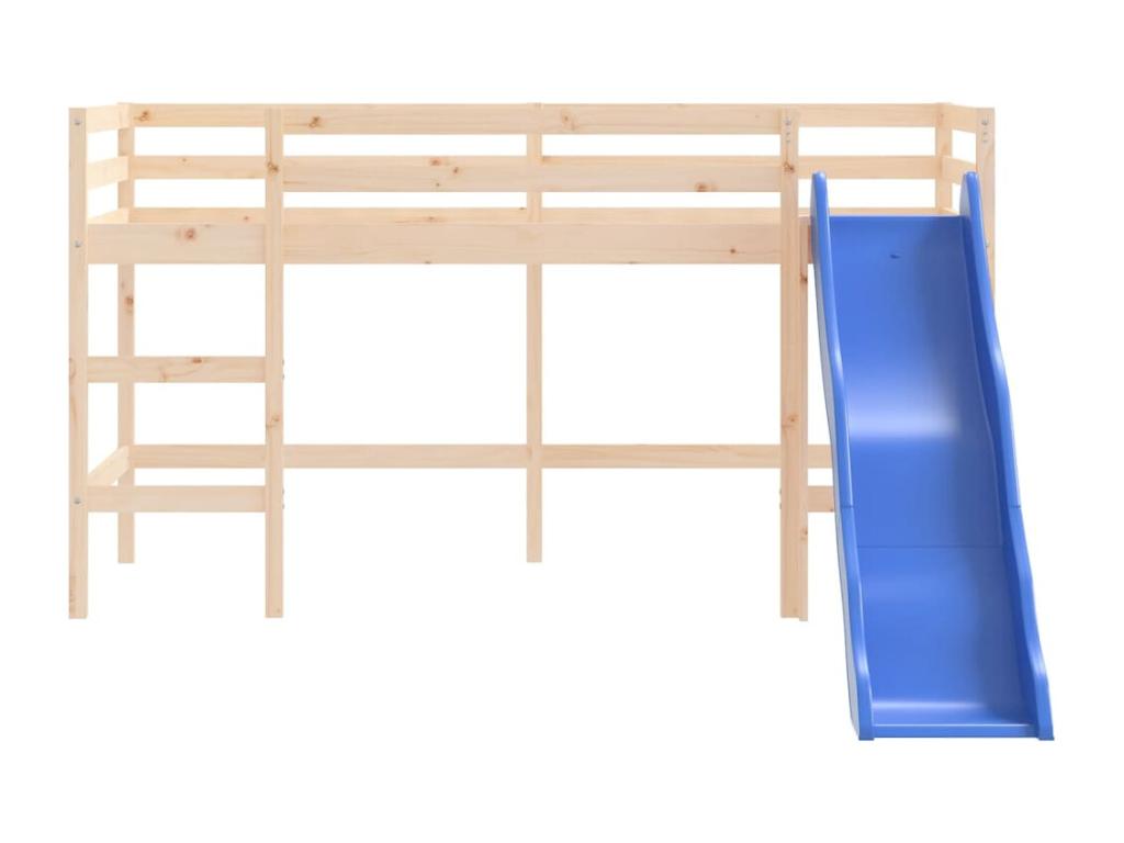 Children's loft bed without mattress with slide 90x190 cm LAJO11582