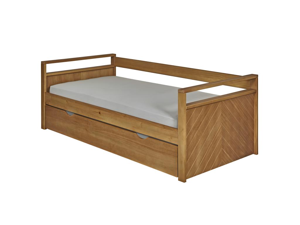 Pull-out daybed with 90x190 cm mattress, solid wood, Nobellea NVVW65172