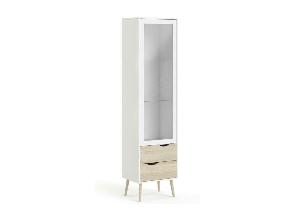 Nobellea Display Cabinet, Display Buffet, Multipurpose Display Case, Living Room Buffet, 50x39 h200 cm, White and Oak, MXIE13002