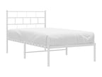 Metal bed frame without mattress and white headboard 100x200 cm QYUC35722