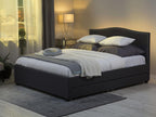 Bed with storage drawers, Nobellea fabric, 180x200 cm, LED, Dark Grey, NKXM71446