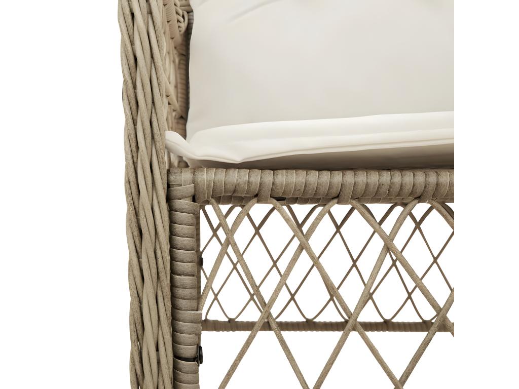 7-piece beige poly rattan garden dining set and cushions UHJT11289