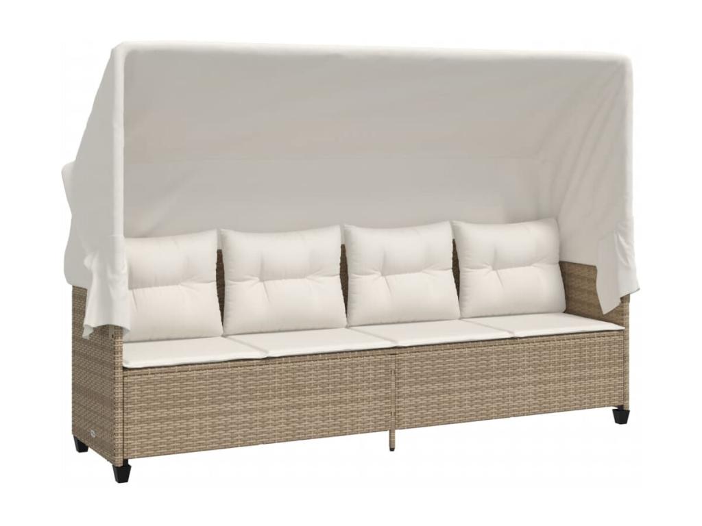 5-piece garden furniture set with cushions, beige woven resin KSXW45847